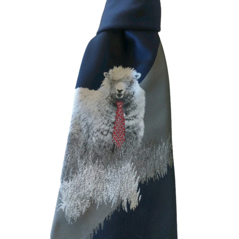 Mens Sheep Neck Tie Sander New Zealand Dark Blue 58 " x 3.5"